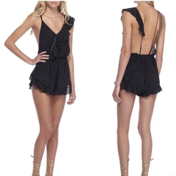 NWT Free People One of These Days Ruffled Open-Back Lounge Romper. - Picture 10 of 16